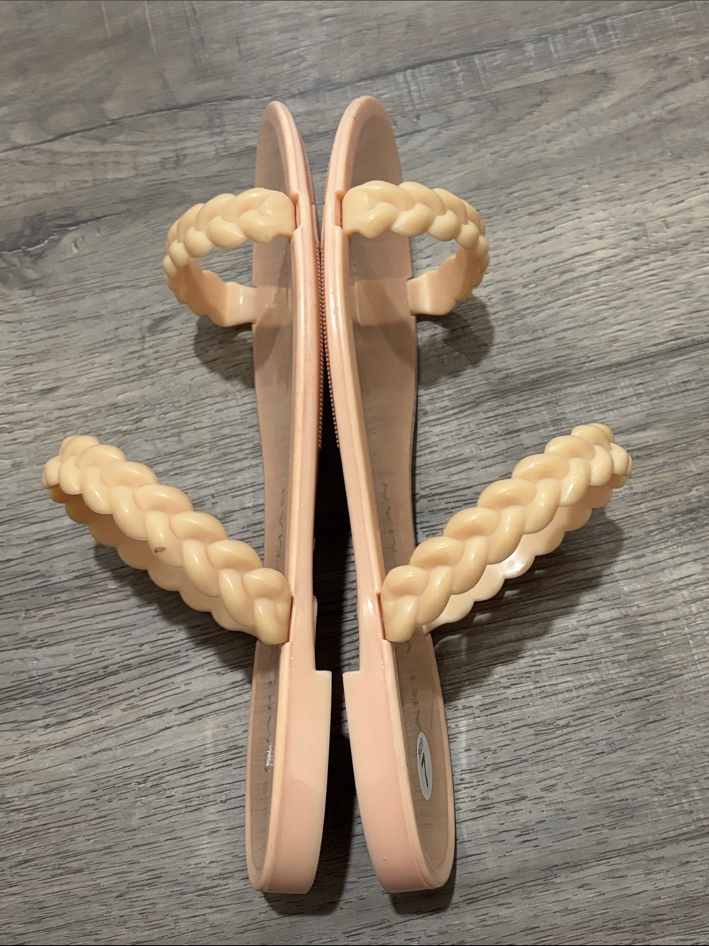 Stuart Weitzman Braidis Sawyer Jelly-Strap Slide Sandals in Peach 7 - Picture 5 of 7